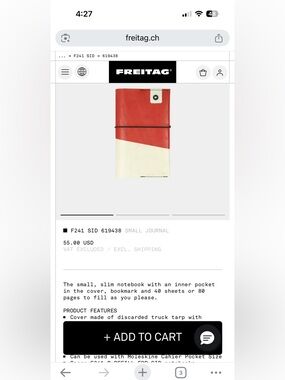 Freitag F241 A6 Notebook Cover or Passport Holder - Red and Cream